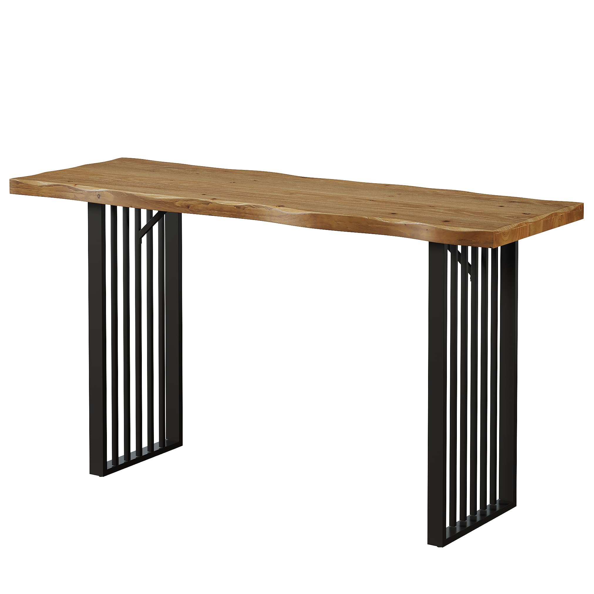 Alt View 9. Tribesigns - 63" Solid Wood Bar Table with Metal Frame, Industrial Pub Table - Brown & Black.