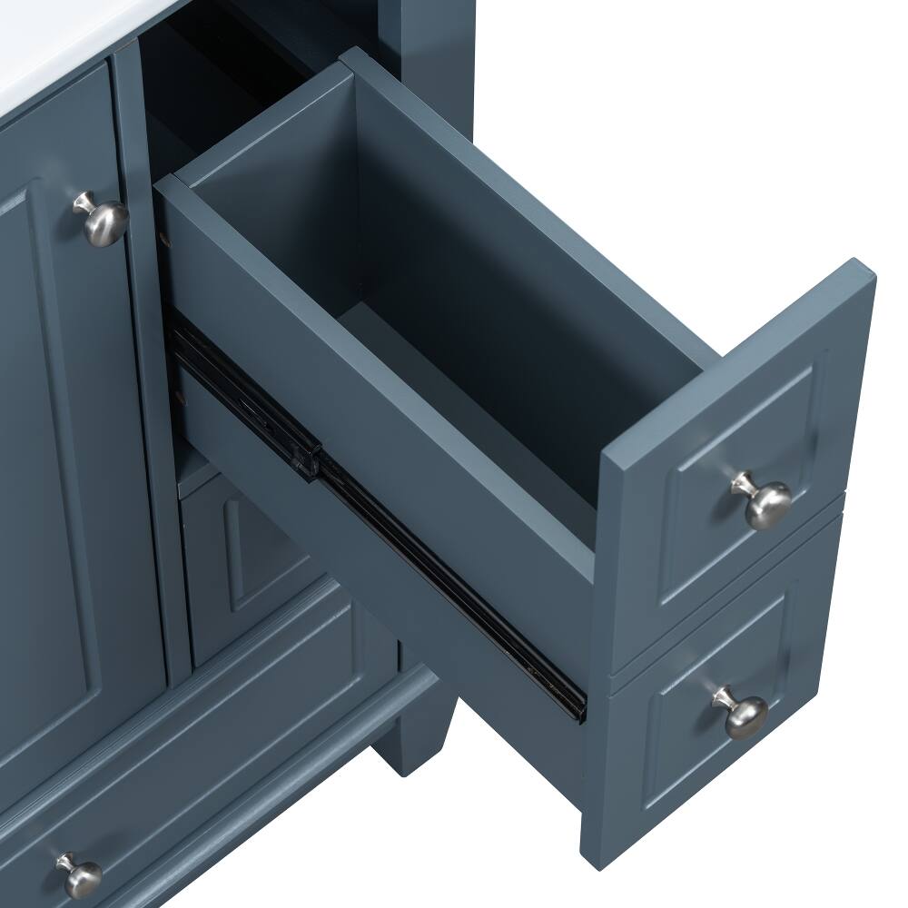 Alt View 4. Loheer - Loheer 24 inch bathroom vanity with sink Gray Blue Freestanding Vanity with Ceramic Top - Gray Blue.