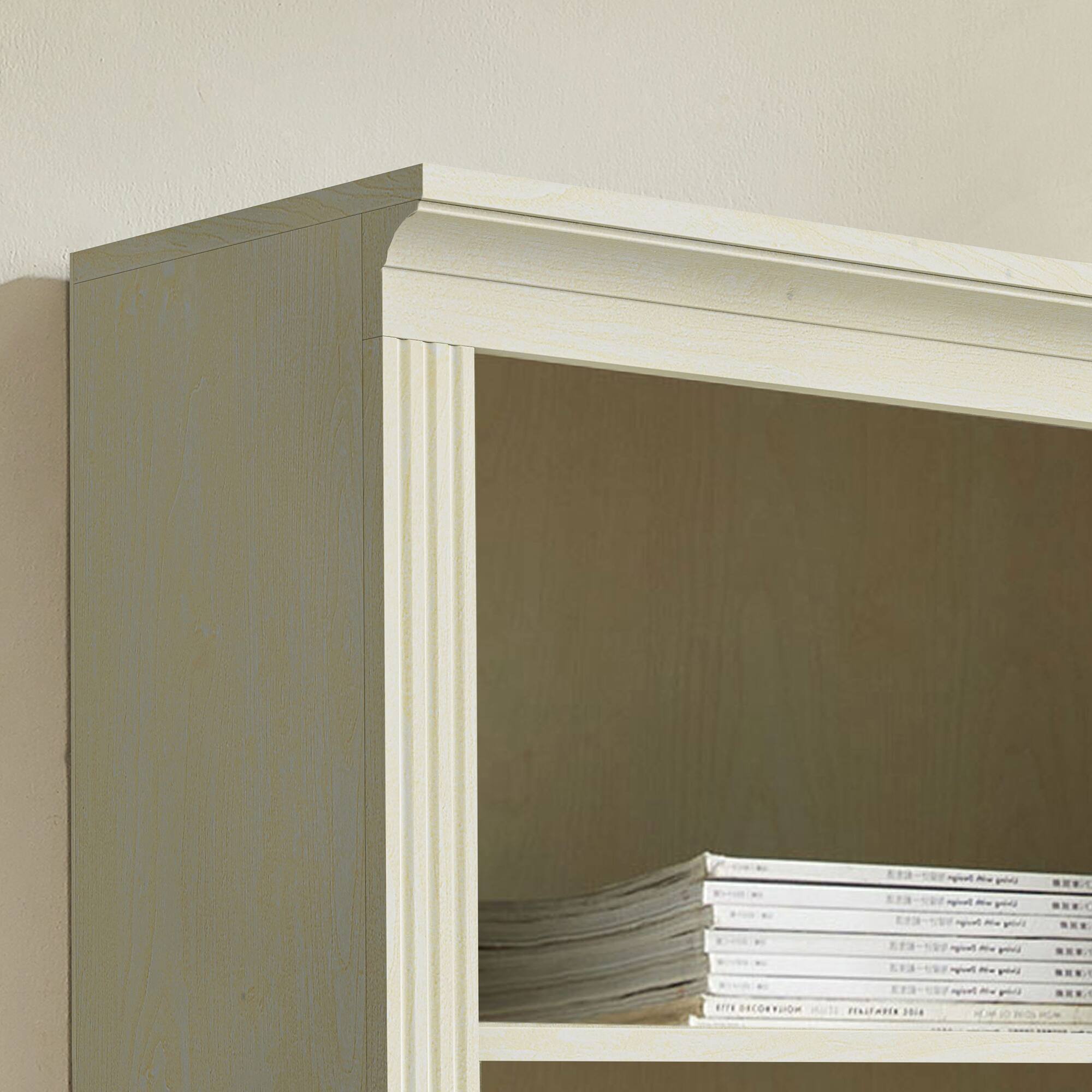 Left. VAUXHILL & CO. - VAUXHILL & CO. Halston Standard Bookcase, Adjustable Shelving Unit, Cream - Cream.