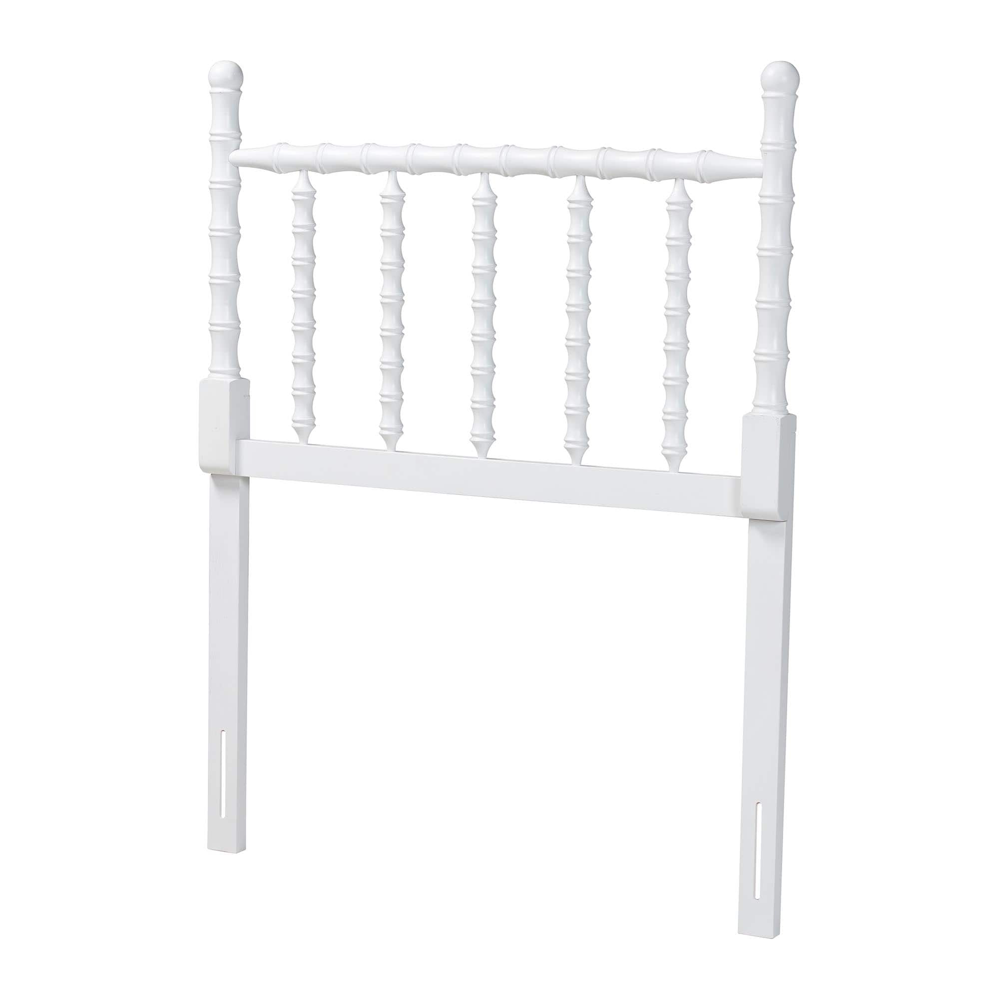 Baxton Studio - Edaline Bamboo Motif Headboard - Crafted Wood Panel with Decorative Turned Spindle Design for Boho Costal Bedroom, Twin - White price history on PriceWatchPro