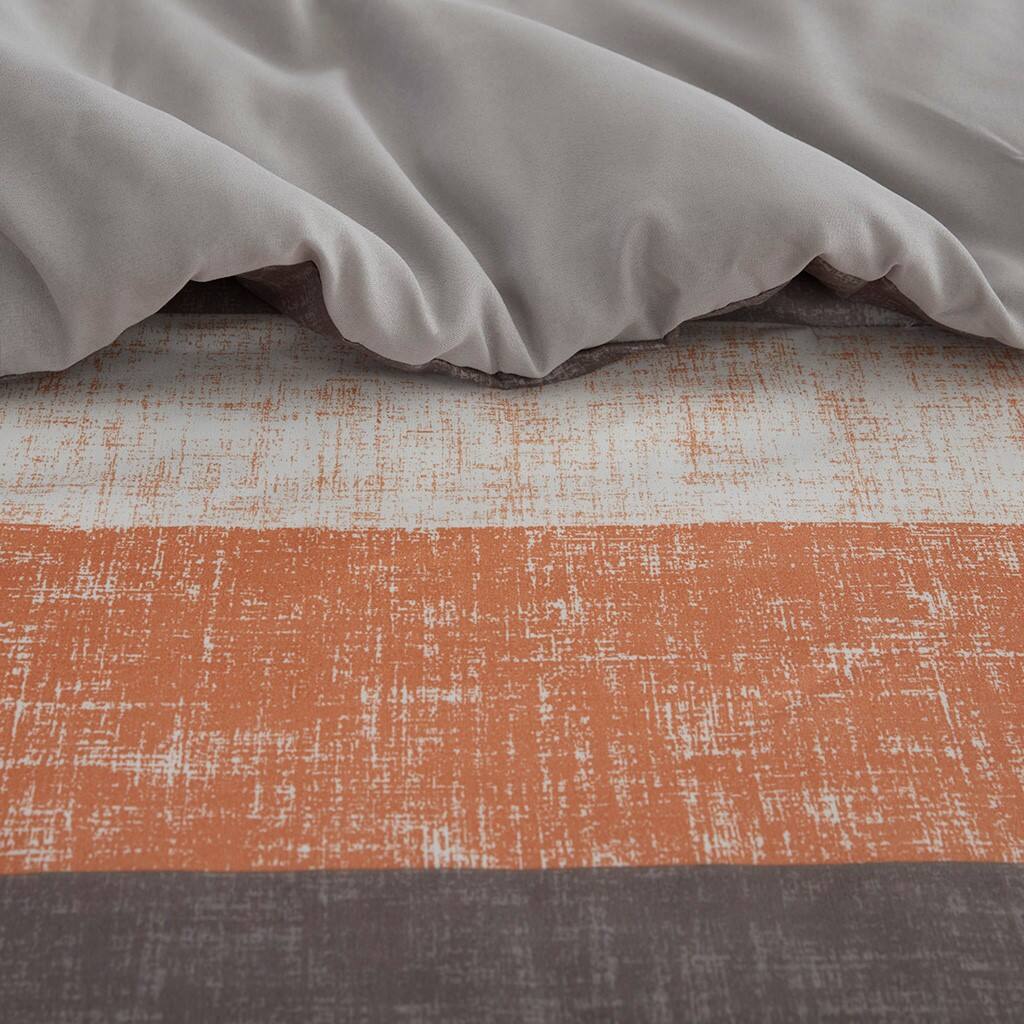 Alt View 5. Gracie Mills - Gracie Mills Ware Striped Comforter Set with Bed Sheets - Coral/Grey.
