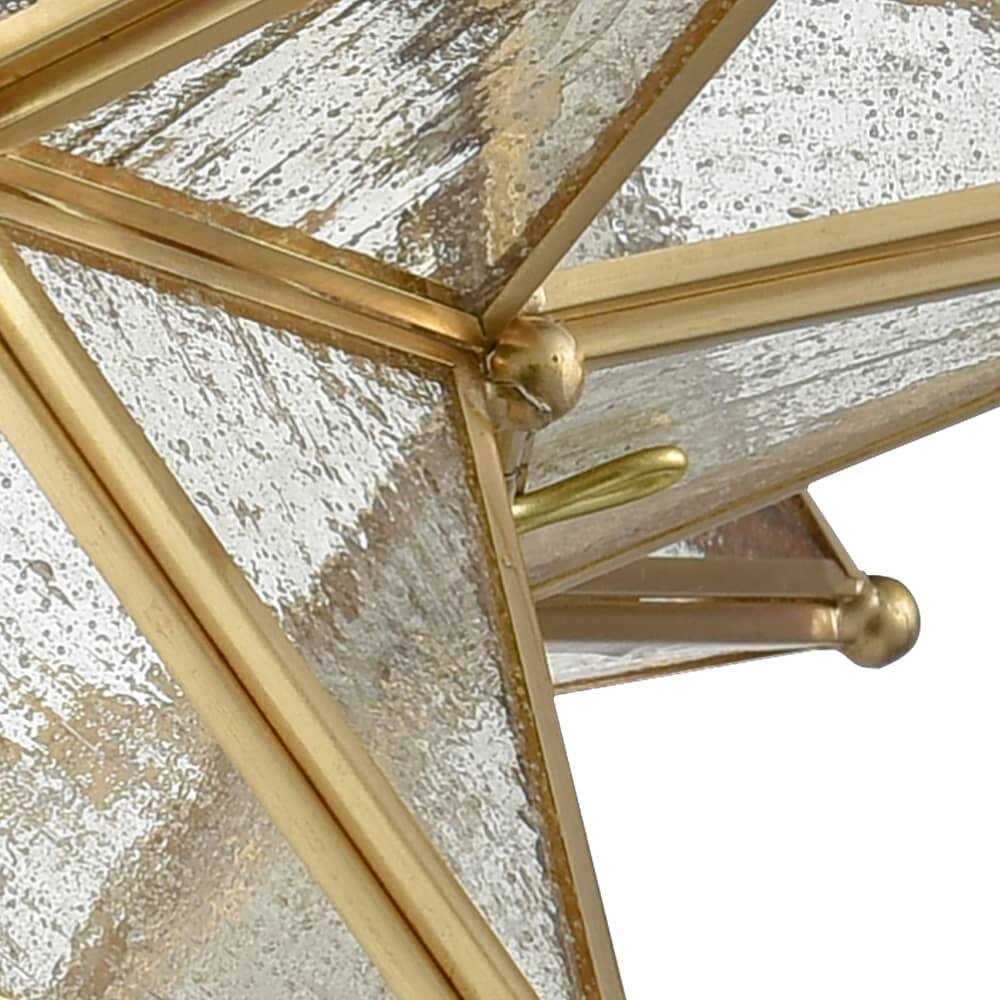 Alt View 5. MOOSE - Leuca Moravian Star Flush Mount Ceiling Light with 12.7-Inch Seeded Glass Shade - Brass.