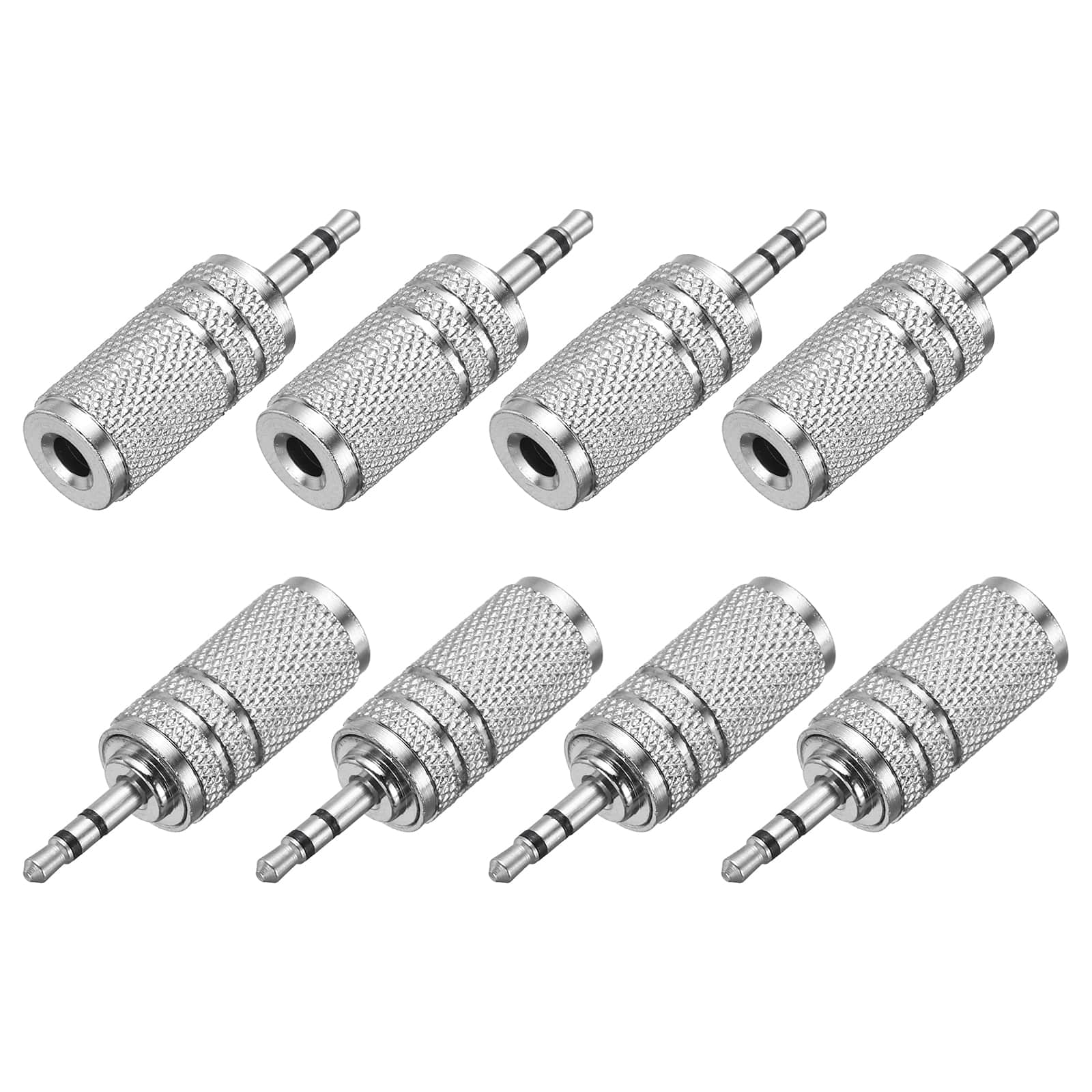 Unique Bargains - 8pcs TRS2.5mm Male to 3.5mm Female Adapter Stereo Zinc Alloy Nickel Plating for Audio HP/MP3/MP4/PC/Car Signal Conv - Silver
