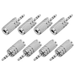 Unique Bargains - 8pcs TRS2.5mm Male to 3.5mm Female Adapter Stereo Zinc Alloy Nickel Plating for Audio HP/MP3/MP4/PC/Car Signal Conv - Silver