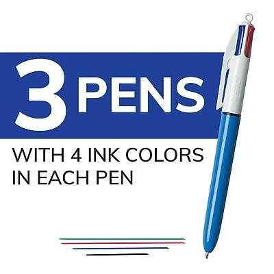 3 PENS  
WITH 4 INK COLORS IN EACH PEN