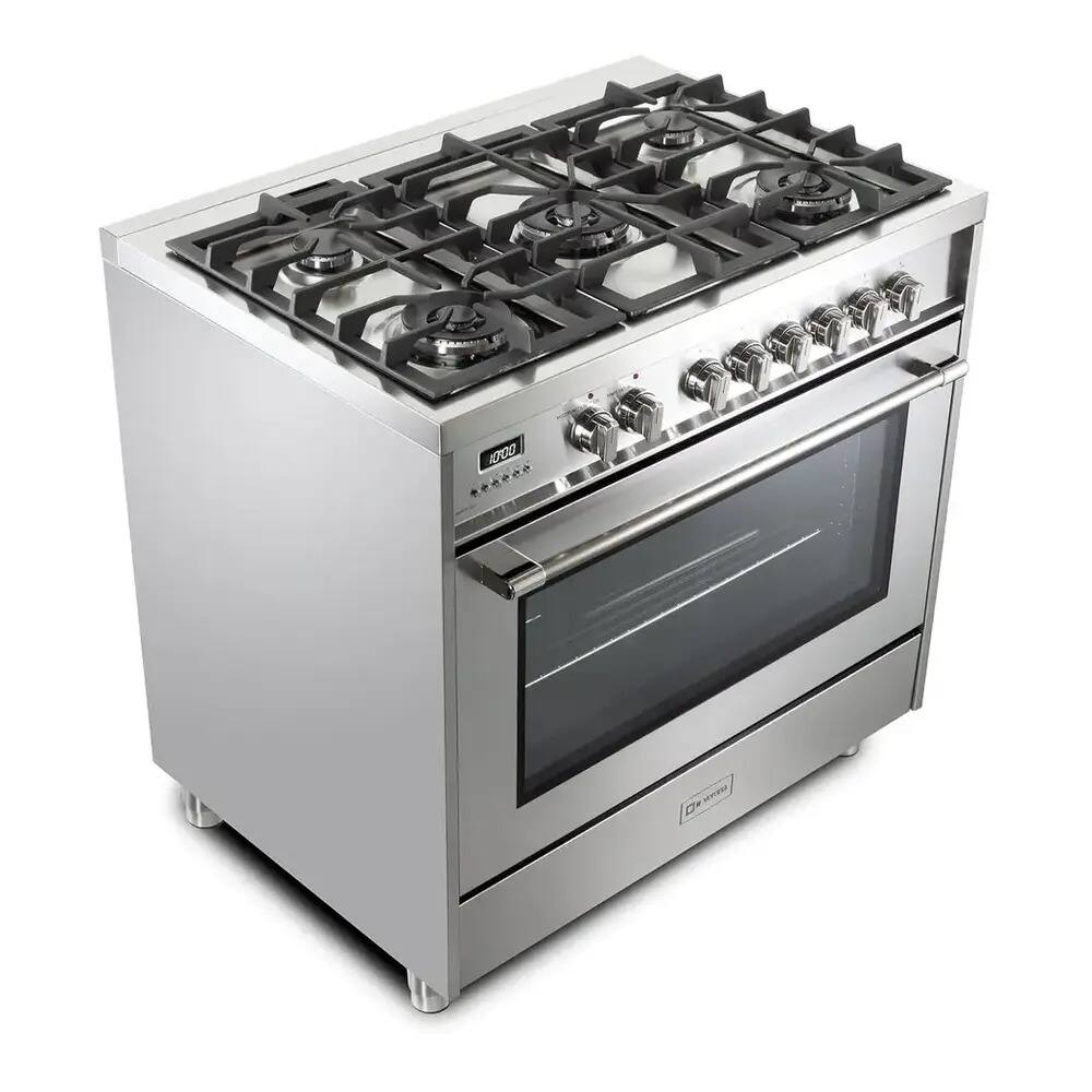 Alt View 6. Verona - Verona 36 inch Prima Series Dual Fuel Range with 5 Sealed Burners, 5 cu. ft. Oven Capacity (Stainless Steel) - Stainless Steel.
