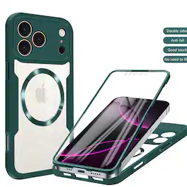 Dteck - Rugged Hybrid Magnetic Case for iPhone 17 Pro Max with Screen Protector Cover - Darkgreen