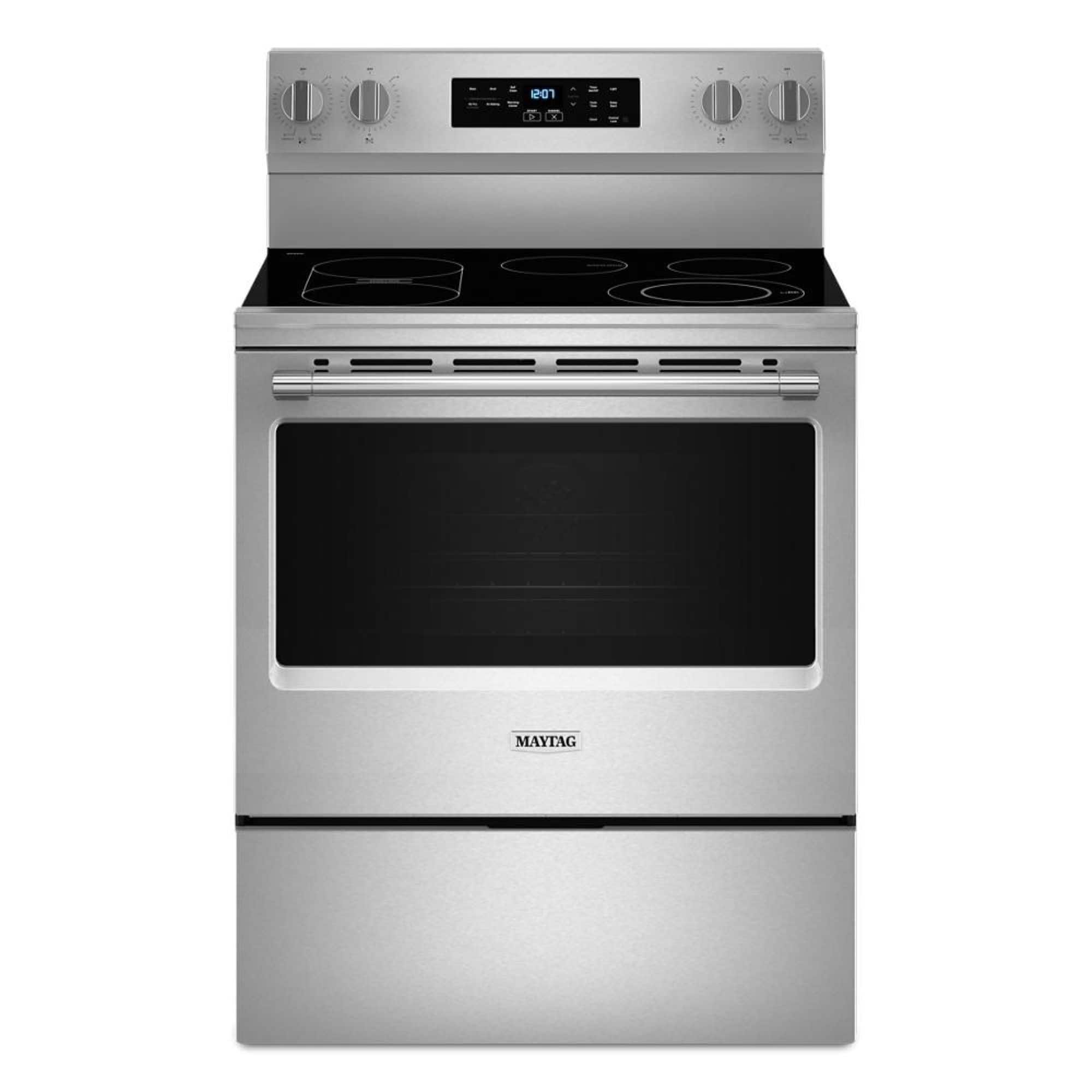 Maytag - 30 in. Wide 5 elements 5.3 cu. ft. Electric Range With No Preheat Air Fry and Air Baking - Stainless Steel