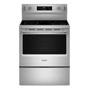 Maytag - 30-Inch Wide Electric Range With No Preheat Air Fry and Air Baking - 5.3 cu. ft - Stainless Steel