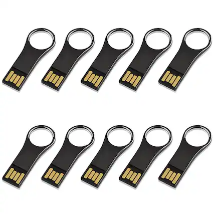 Front. Stock Preferred - 10-Pack 64GB USB 2.0 Metal Waterproof Flash Drives - Black.