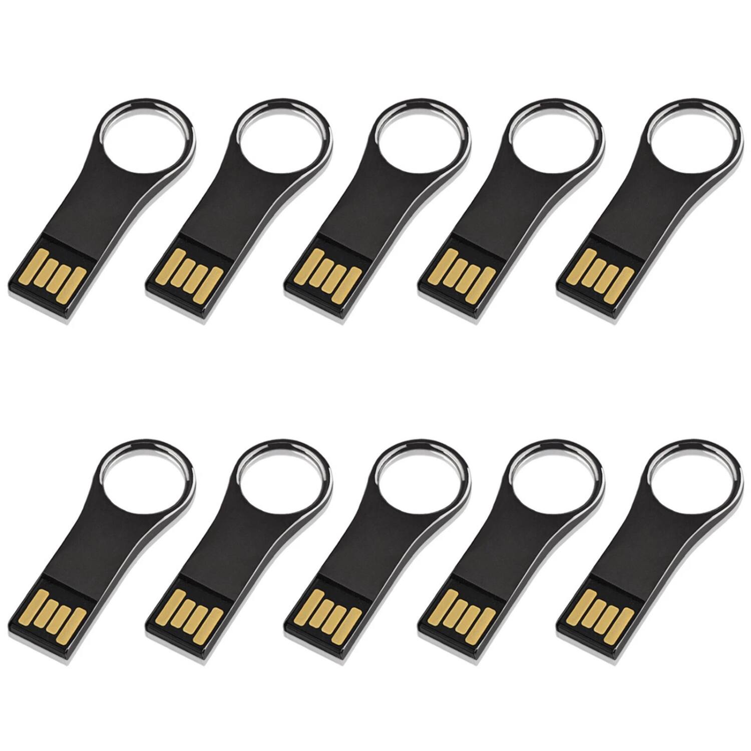 Front. Stock Preferred - 10-Pack 64GB USB 2.0 Metal Waterproof Flash Drives - Black.