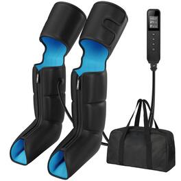 Live At Space - Heated Air Compression Leg & Foot Massager with LCD, 4+4 Chambers, 3 Heat Levels for Edema RLS Relief - 642146677540