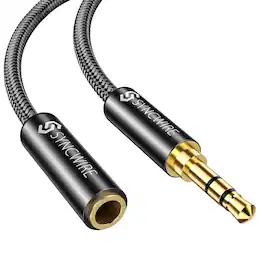 Syncwire - Headphone Extension Cable (3ft/1m, Hi-Fi Sound), TRS Nylon-Braided 3.5mm Male to Female Audio Extension Cord - Black