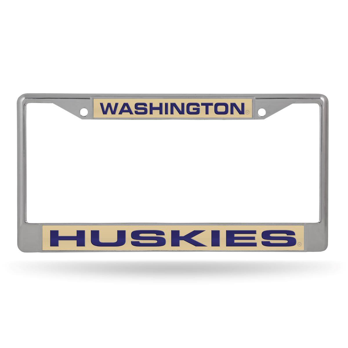 Washington Huskies Chrome Metal Laser Cut License Plate Frame