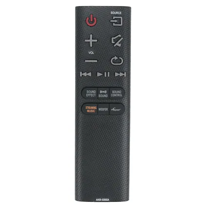 SOURCE + VOL + SOUND EFFECT + SOUND CONTROL + STREAMING MUSIC + WOOFER + Anynet+
AH59-02682A