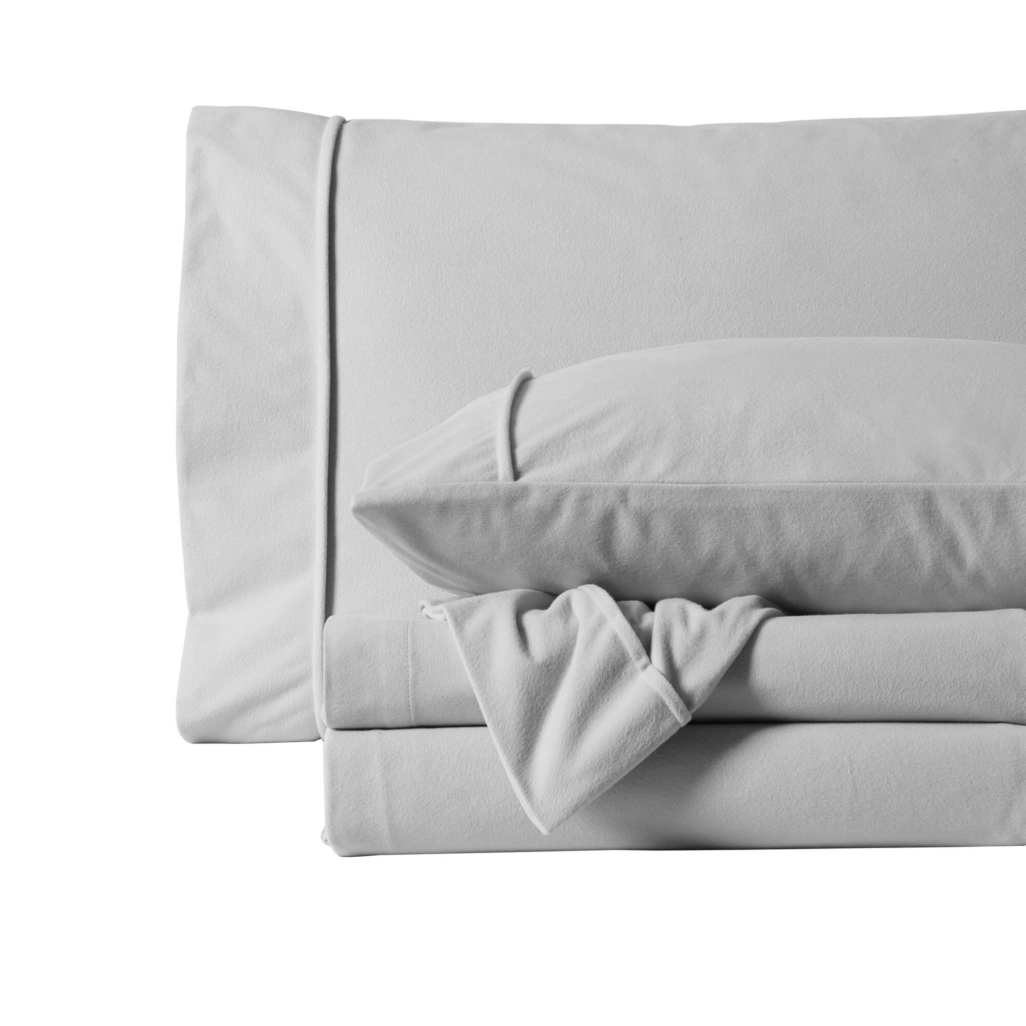 Angle. Sweet Home Collection - Solid Flannel Sheets Warm and Cozy Extra Deep Pockets, King - Silver.