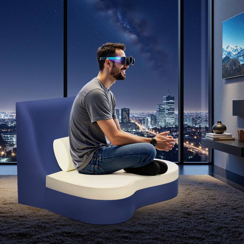 Alt View 4. wowmax - Blue Armless Gaming Sofa Chair - Oxford Fabric, Detachable Back Cushion for Relaxation & Multi-Seating - Blue.