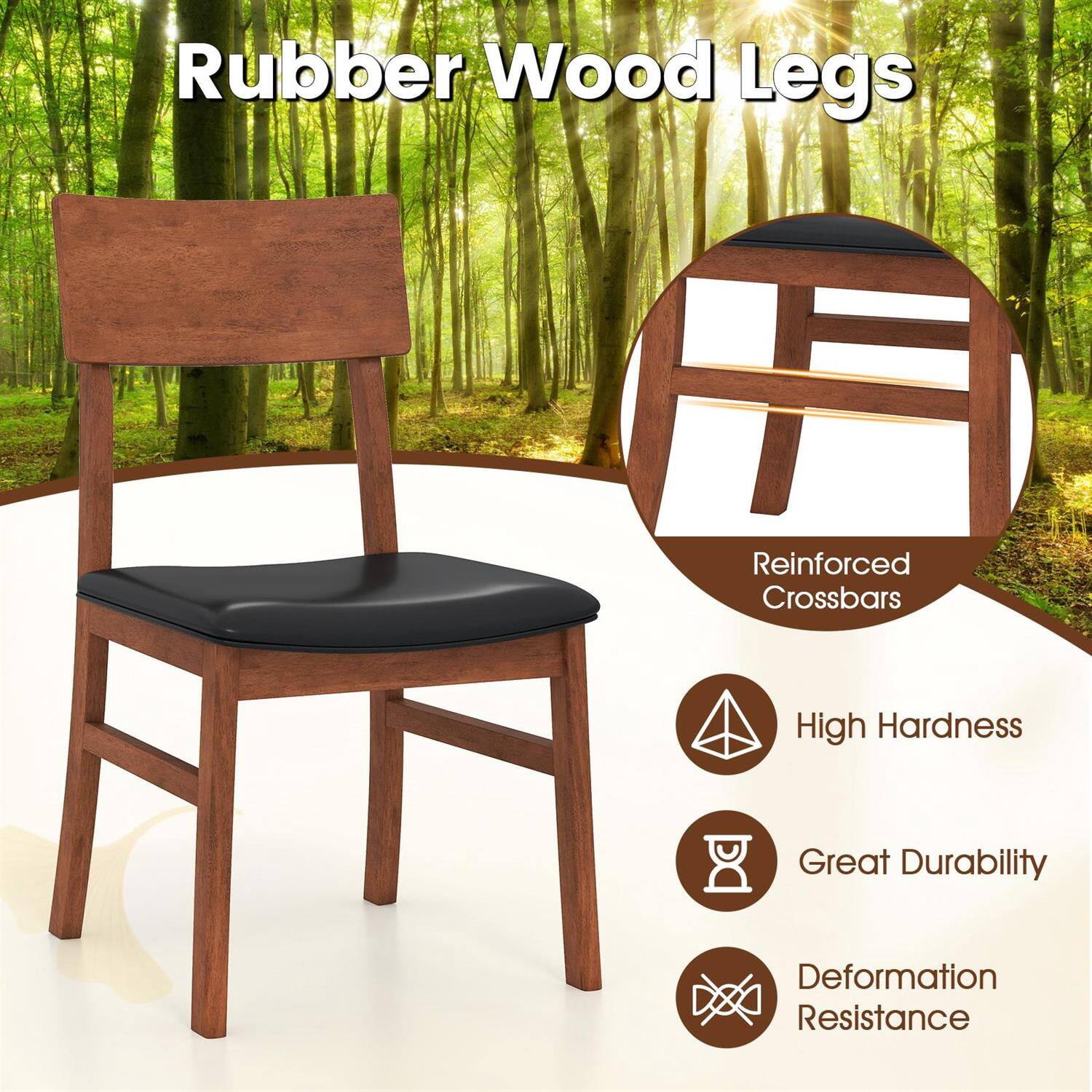 Rubber Wood Legs

- Reinforced Crossbars
- High Hardness
- Great Durability
- Deformation Resistance