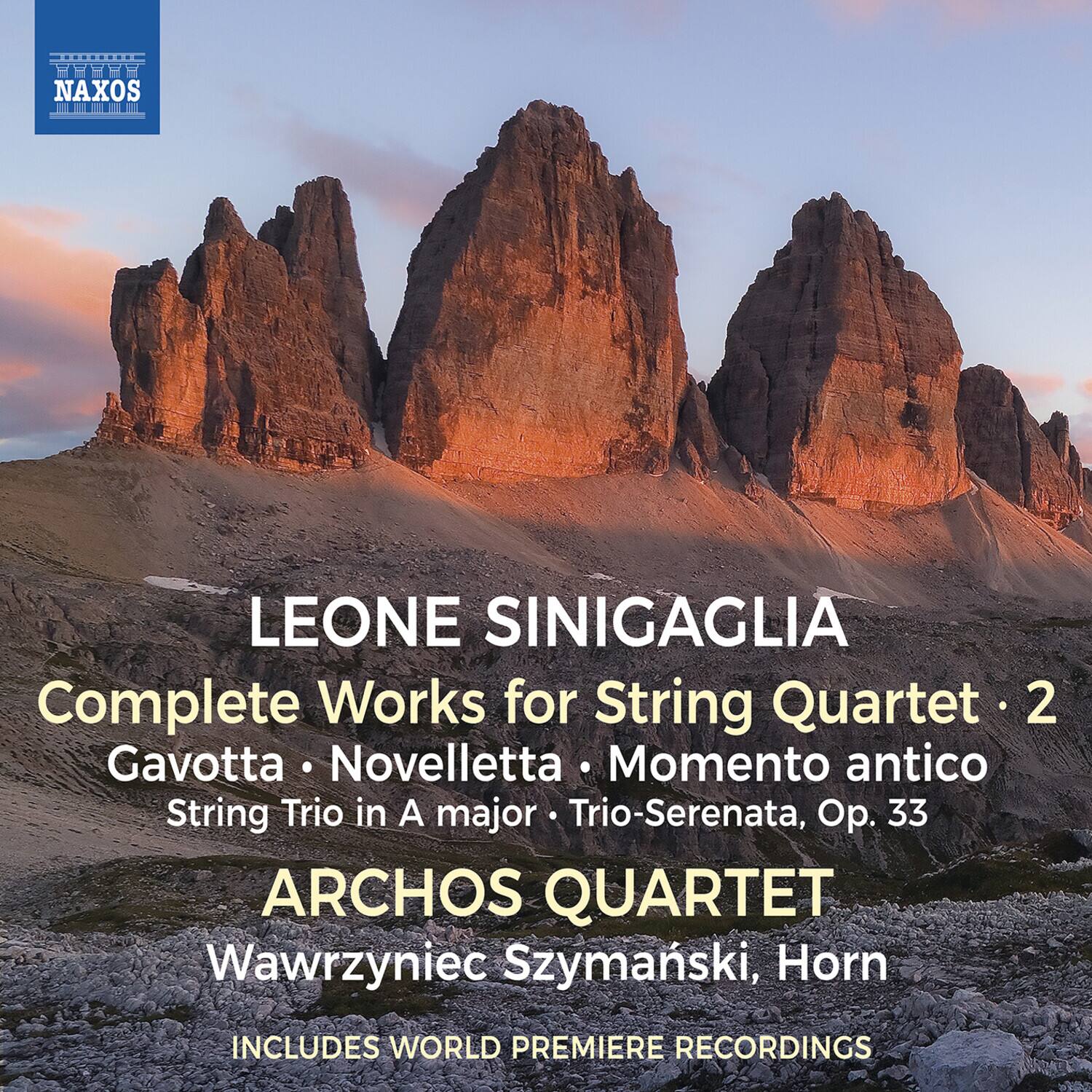 LEONE SINIGAGLIA  
Complete Works for String Quartet • 2  
Gavotta • Novelletta • Momento antico  
String Trio in A major • Trio-Serenata, Op. 33  

ARCHOS QUARTET  
Wawrzyniec Szymański, Horn  

INCLUDES WORLD PREMIERE RECORDINGS