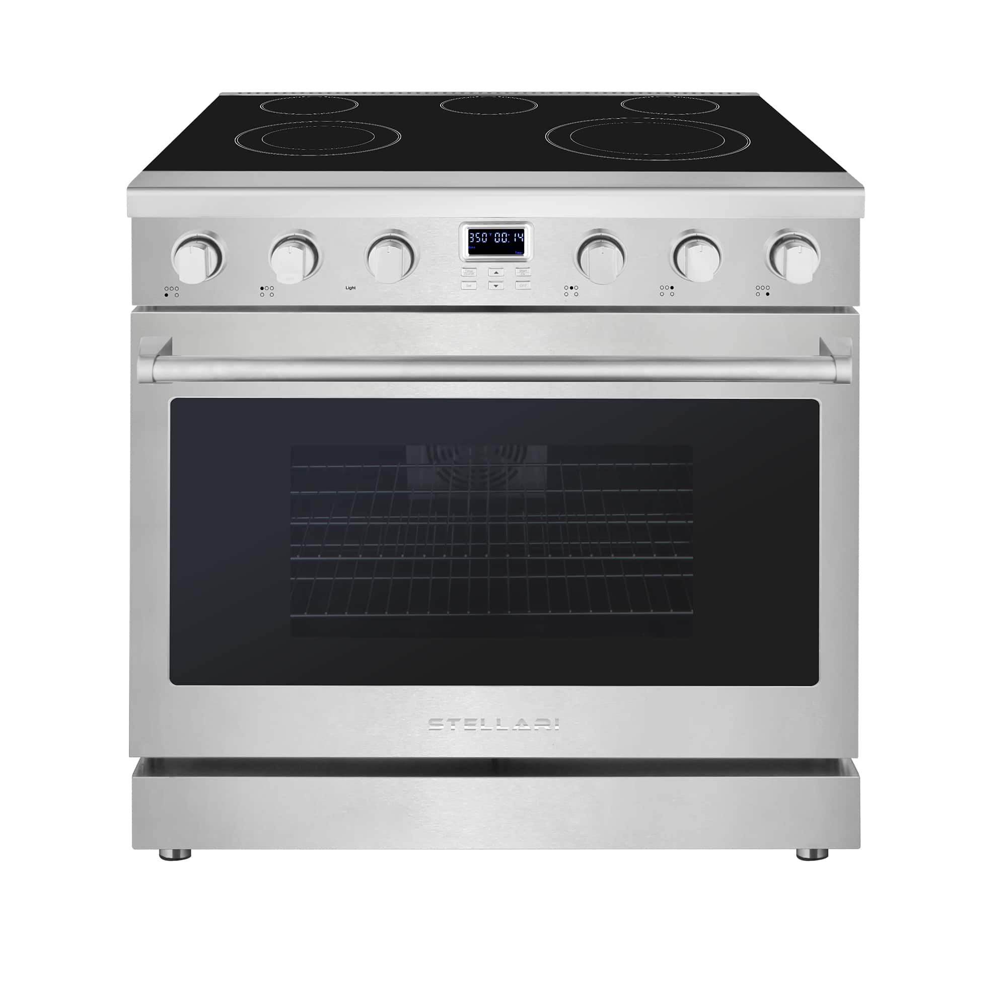 36 in. Stellari 5 Element 6.3 cu. Ft. Freestanding Electric Range in Stainless Steel,With Dual Element,Convection Oven - Brushed Stainless Steel