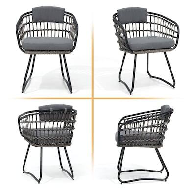 Alt View 7. Crestlive Products - Crestlive Products 5/7/11pc Water Proof Extendable All-Aluminum Patio Dining Set Table Wicker Chairs with Cushion - Gray-5PC.