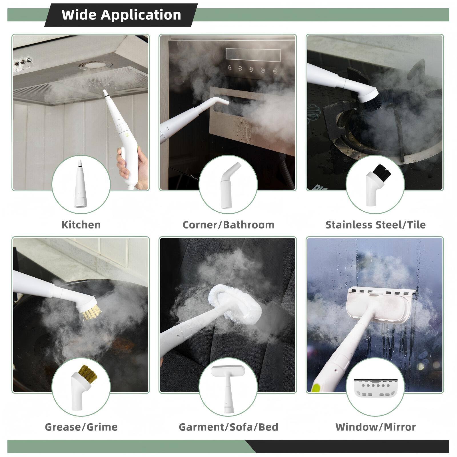 Wide Application

- Kitchen
- Corner/Bathroom
- Stainless Steel/Tile
- Grease/Grime
- Garment/Sofa/Bed
- Window/Mirror