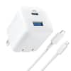 Anker - Wall Charger (32W, 2-Port) with 6 ft USB-C to Lightning Cable - White
