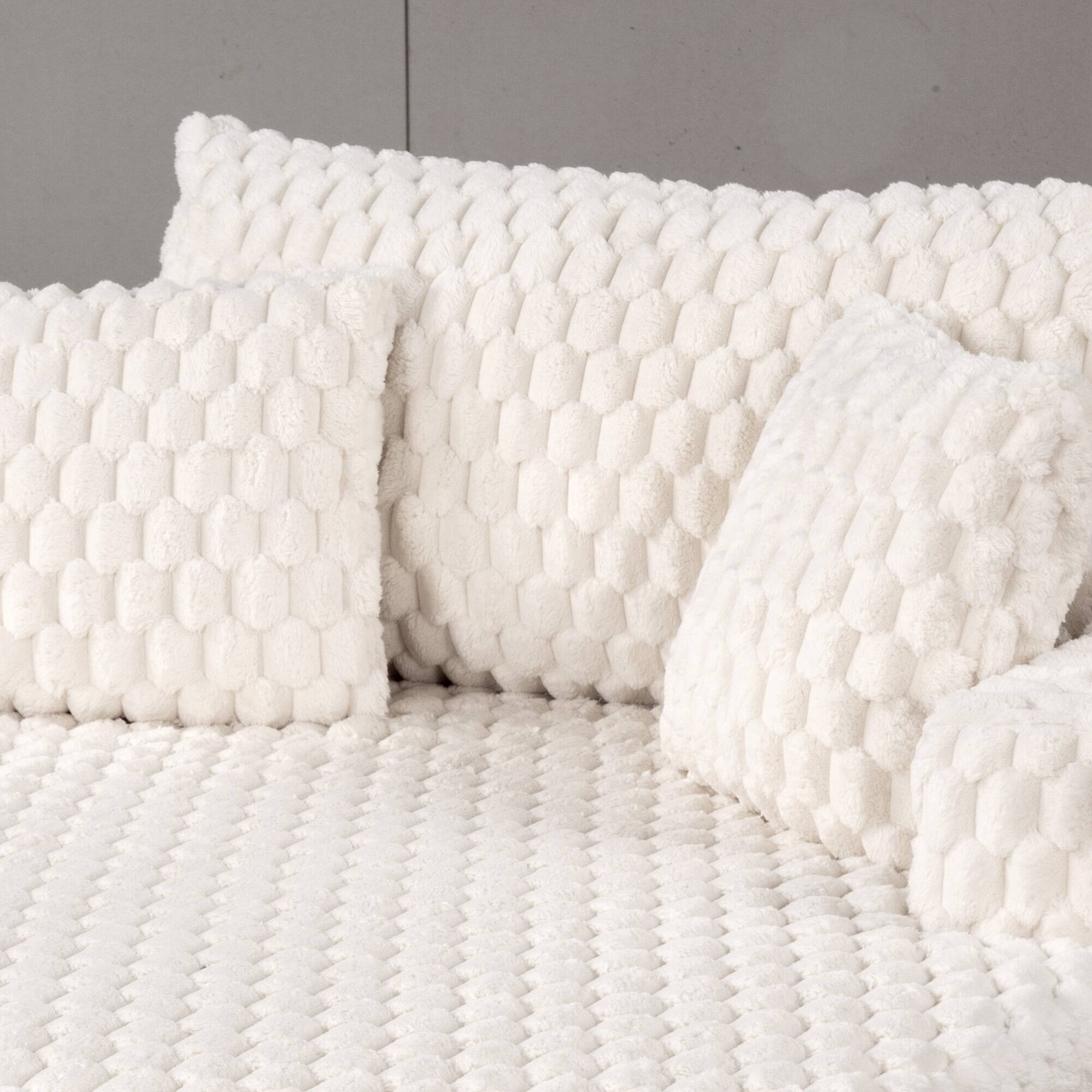 Alt View 5. KERDOM - Chaise Lounge Chair Daybed Fluffy Reading Sofa Bed with 3 Pillows & Wide Armrest, Modern Sleeper Couch Plush Chair Bed - White.