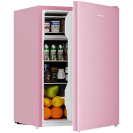 BANGSON - 2.6 Cu.ft Mini Fridge with Freezer, Compact Small Refrigerator for Office, Dorm, Bedroom, Apartment - Pink