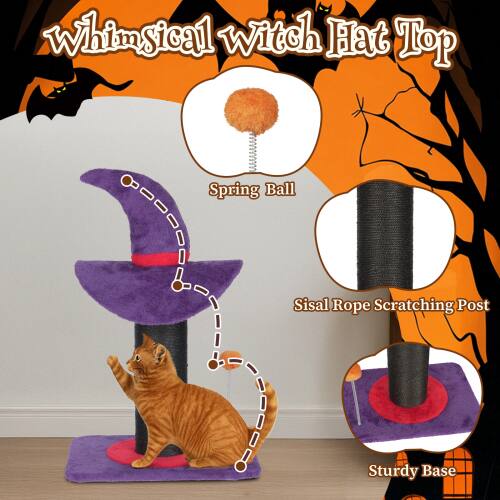 Whimsical Witch Hat Top

- Spring Ball
- Sisal Rope Scratching Post
- Sturdy Base