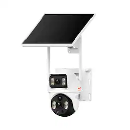 Miro - BP09 4G Solar Security Camera, Dual Lens PTZ Linkage, AI Human Detection, 355° View, IP65 Waterproof - White