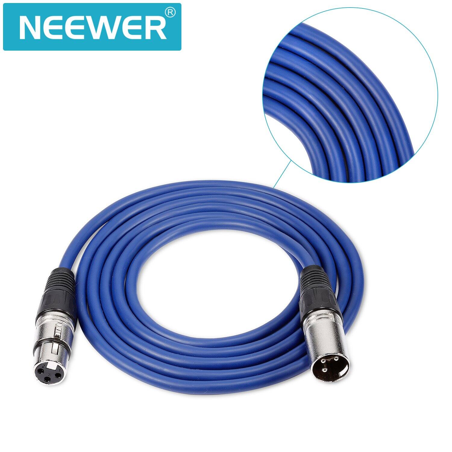 Angle. Neewer - 6-Pack 3ft XLR Microphone Cables - Male to Female Snake Cord Set in 6 Colors for Audio Equipment.