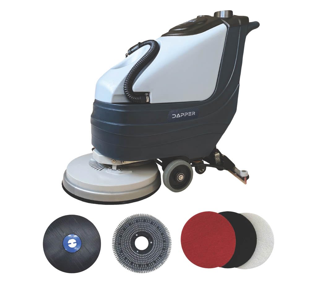 Alt View 7. Dapper Supply - Battery Powered Walk Behind Floor Scrubber 19 Brush 30 Squeegee 13 5 Gal Tank 220 RPM Hard Soft Brushes 3 Pads - Grey.