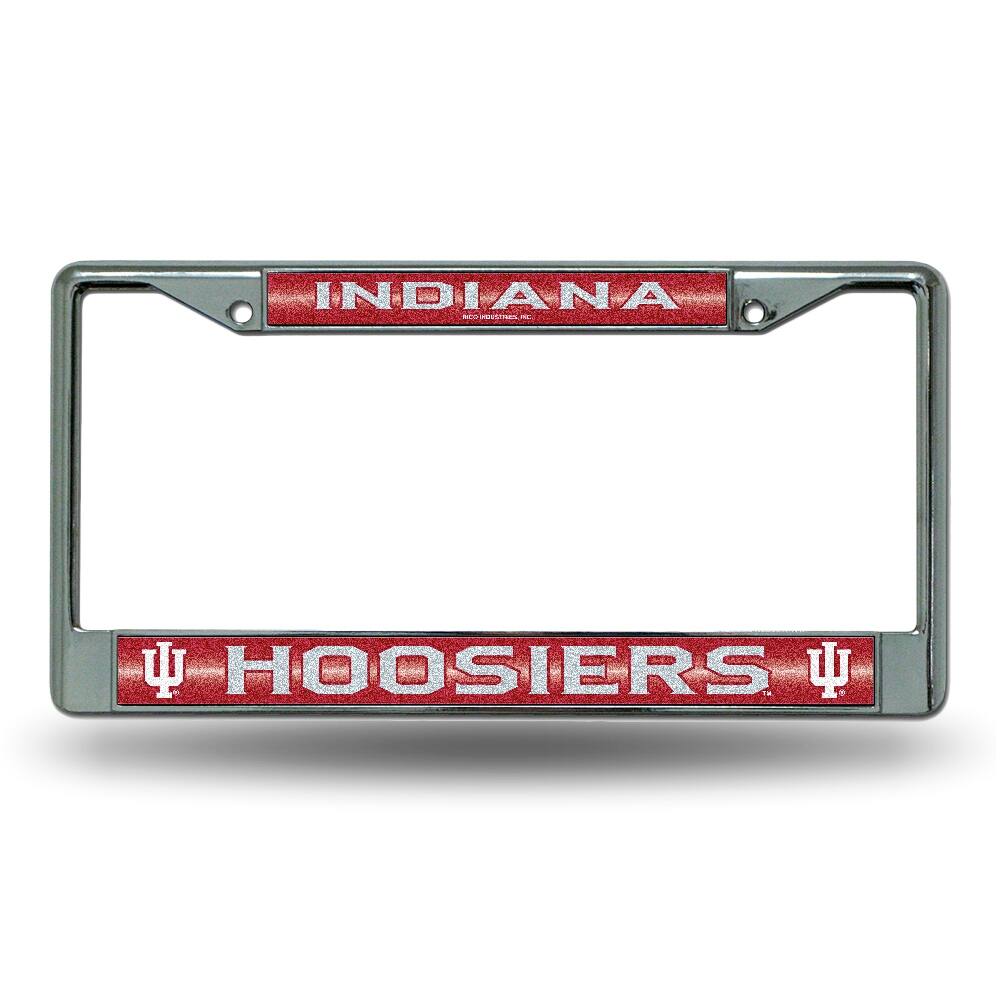 Indiana Hoosiers Sparkly Glitter Bling Look Chrome License Plate Frame