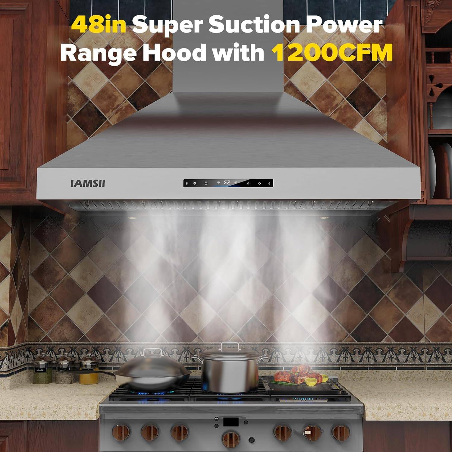 48in Super Suction Power Range Hood with 1200CFM  
IAMSII F2 10.0111