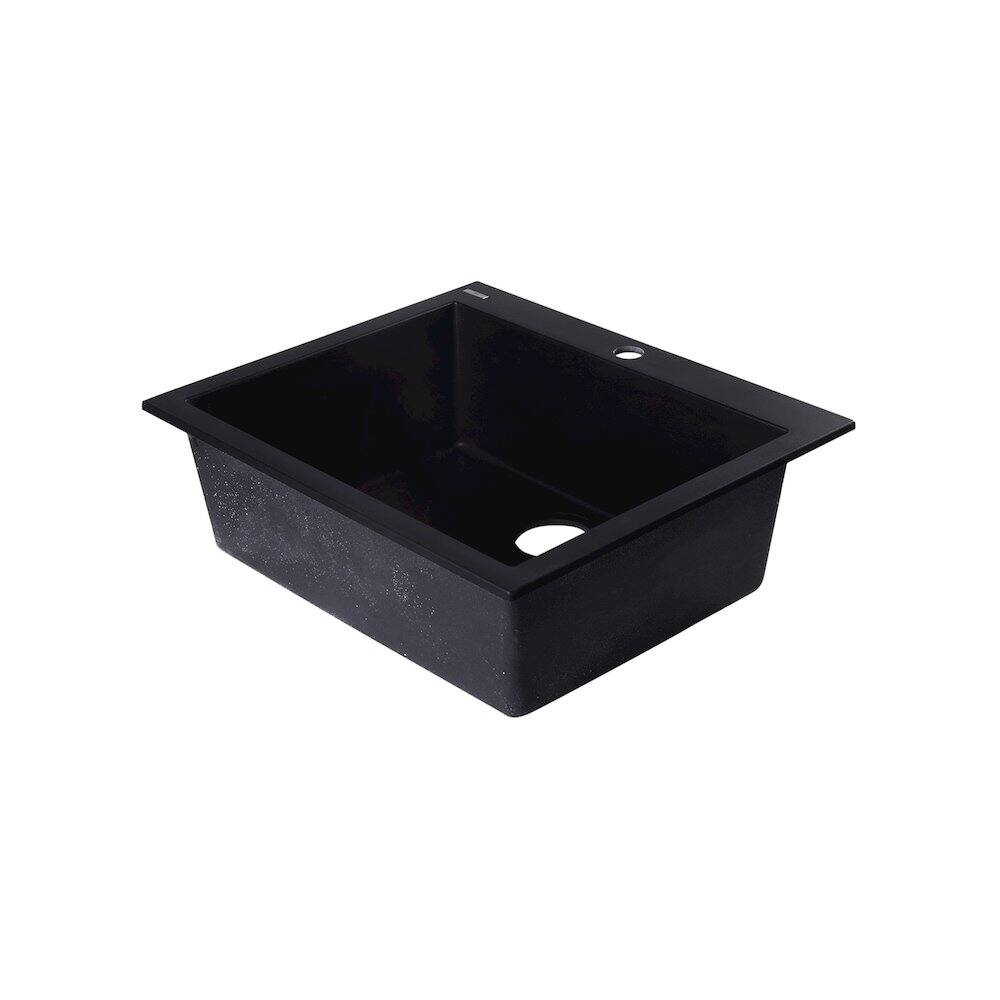 Alt View 4. Alfi - ALFI brand Black 24 Drop-In Single Bowl Granite Composite Kitchen Sink - Black.