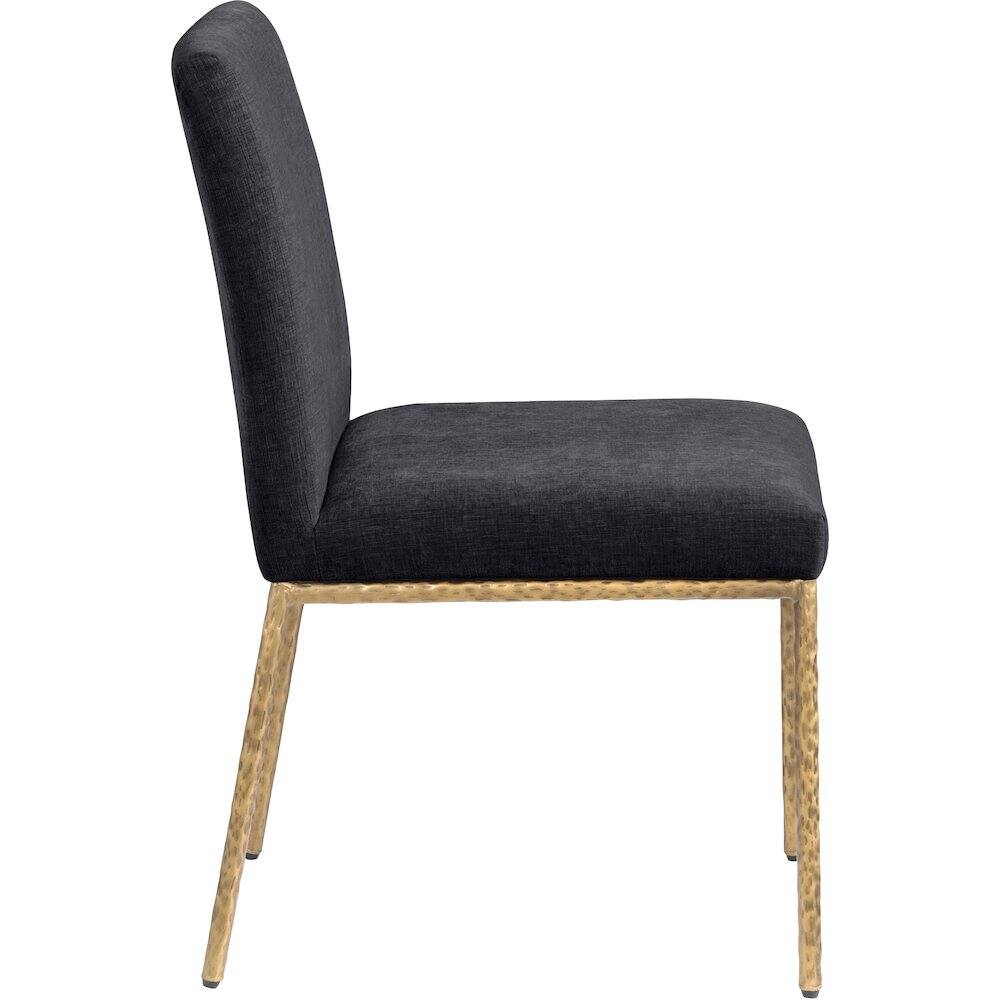 Alt View 3. Meridian Furniture - Reeves Black Chenille Fabric Upholstered Dining Side Chair, Set of 2 - Gold.