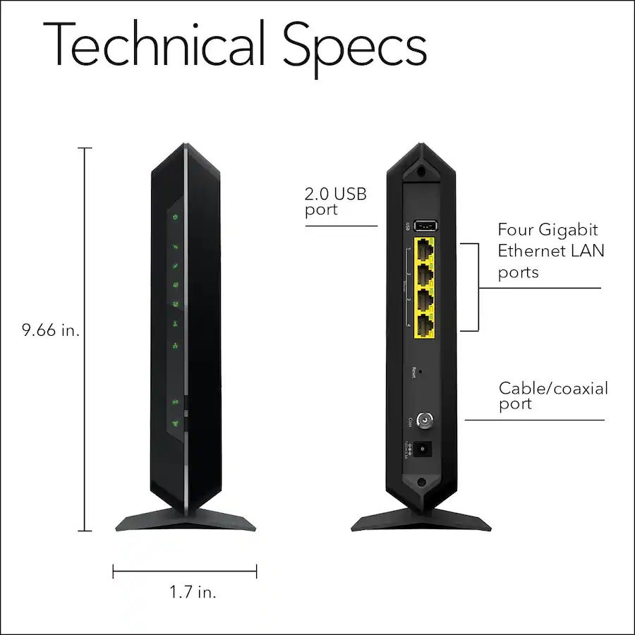Netgear 99 Router Specifications NETGEAR Nighthawk AC1900 Router with DOCSIS 3.0 Cable Modem Black C7000 ...