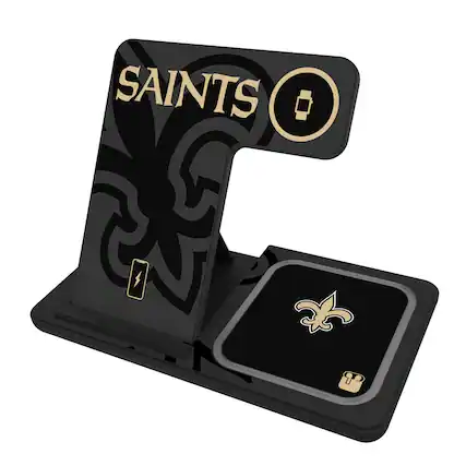 Front. Keyscaper - New Orleans Saints 3-In-1 Wireless Charger - Multicolor.