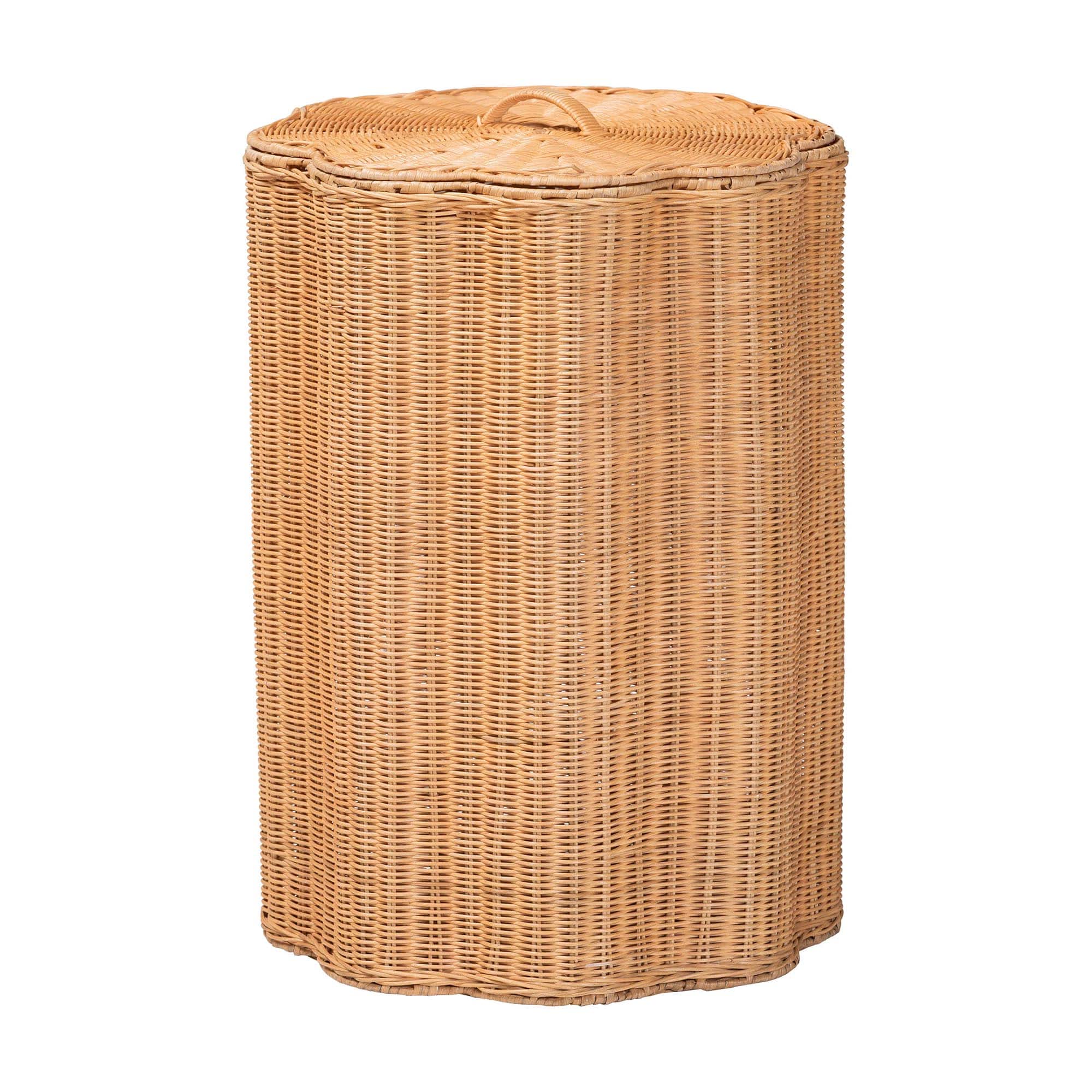 bali & pari - Danilo Natural Rattan Laundry Hamper - Handwoven Wicker Storage Basket for Laundry Room - Light Honey