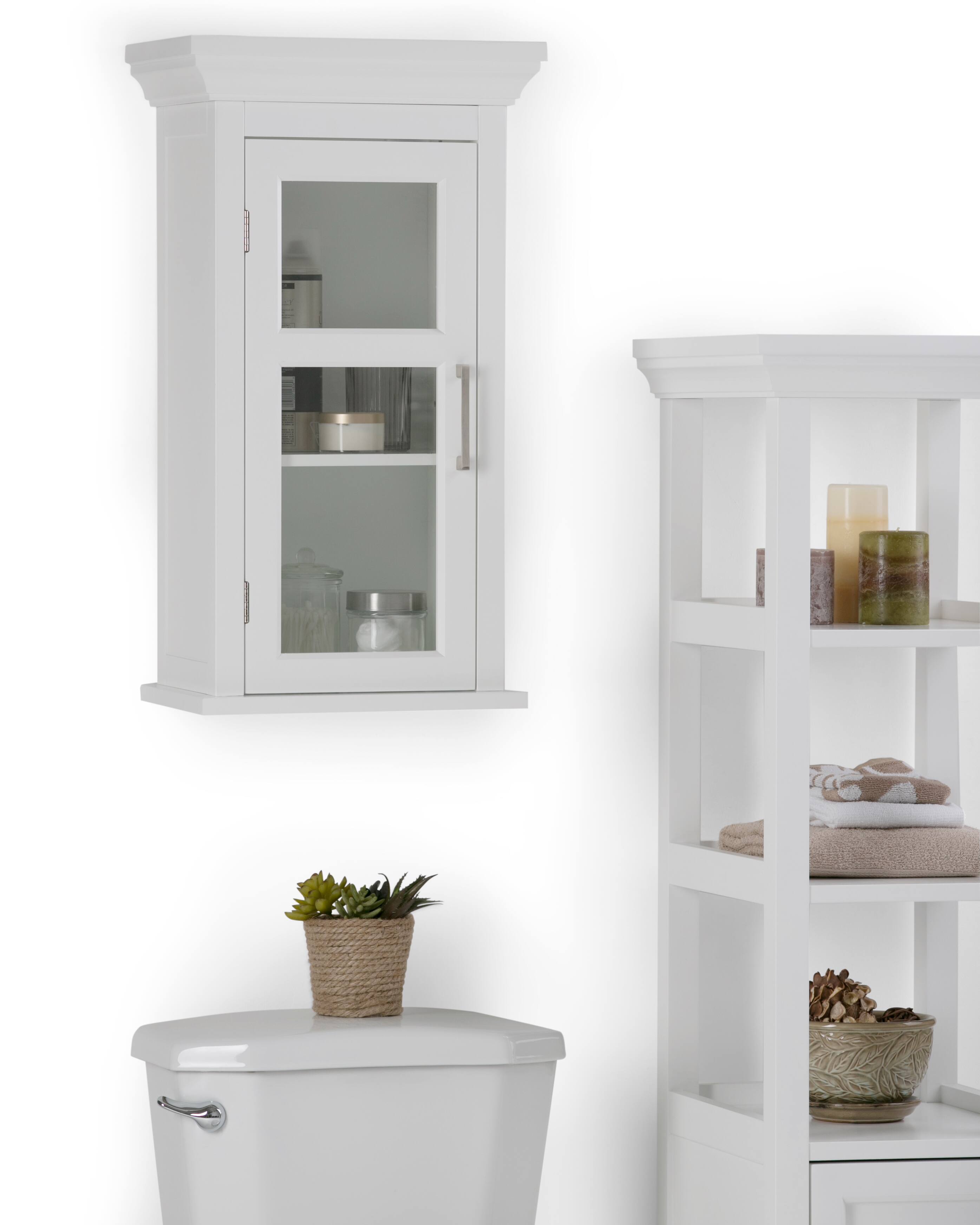 Angle. Simpli Home - Simpli Home Avington 15 inch Wide Solid Wood Single Door Wall Cabinet in Pure White - Pure White.