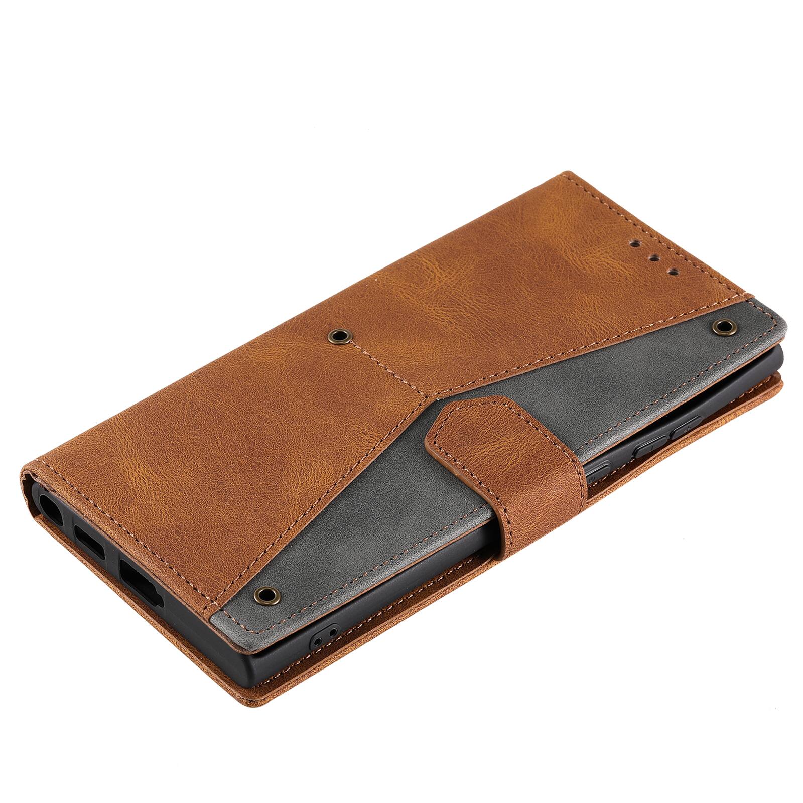 Alt View 1. Dteck - Wallet Case for Samsung Galaxy S24 Ultra,Vintage PU Leather Flip Card Holder Kickstand Magnetic Closure Phone Cover - Brown.