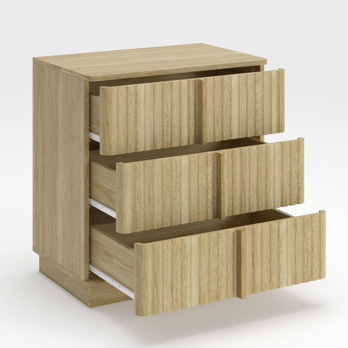 Alt View 1. Loheer - Loheer Three Drawer Nightstand Set of Two Natural MDF Vertical Stripe Bedroom Furniture - Natural.