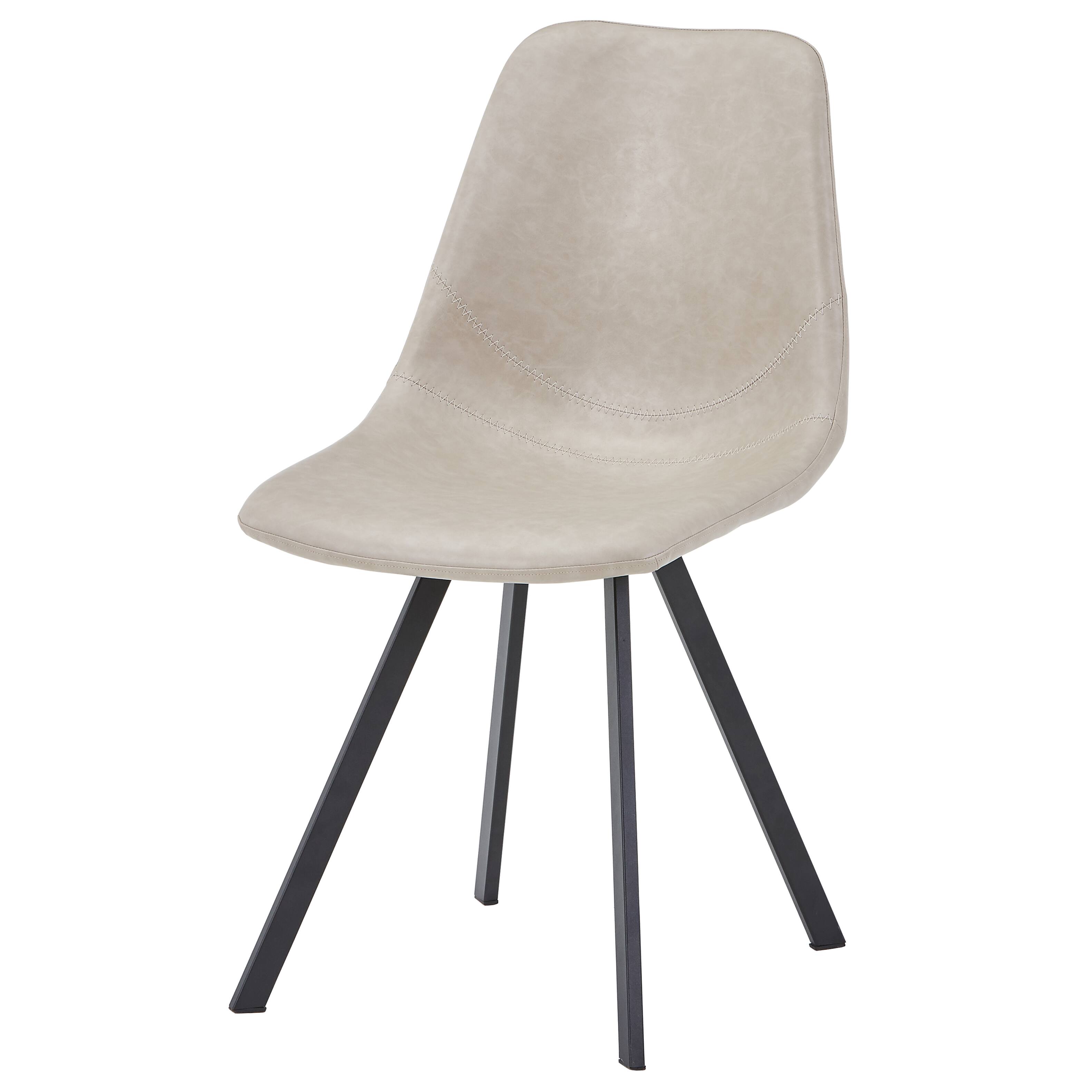 LeisureMod Markley Distressed Leather Dining Chair with Powder Coated ...