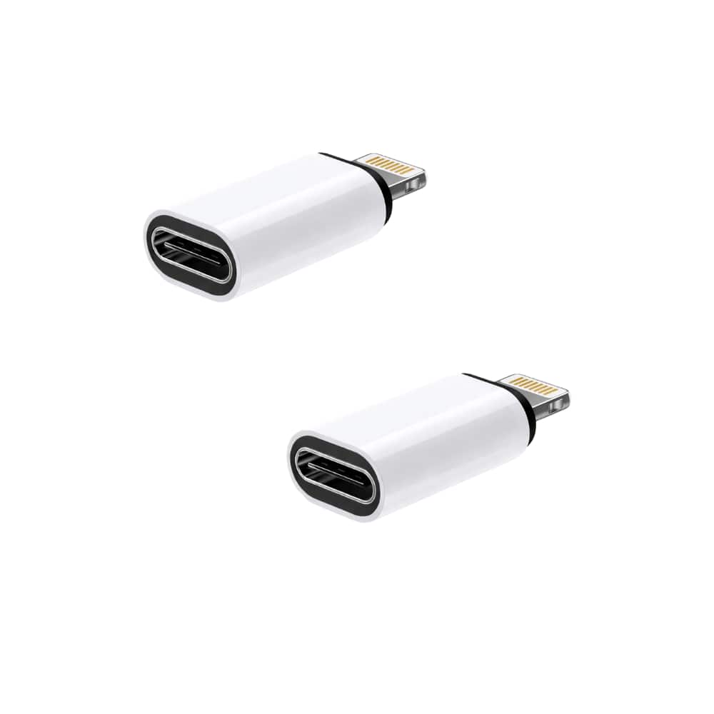 Qixxronics - USB-C to Lightning Adapter (2-PACK), USB C Female to Lightning Male - White