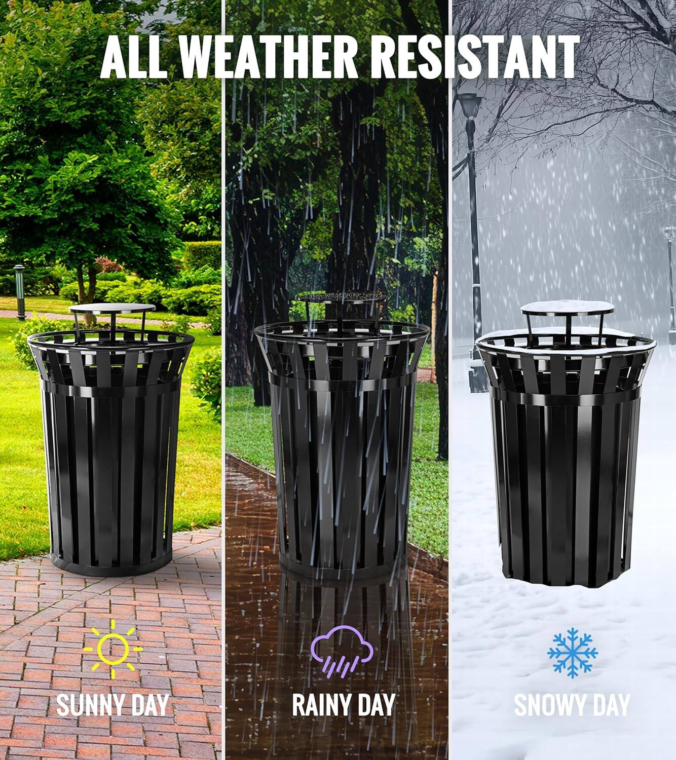 ALL WEATHER RESISTANT
SUNNY DAY
RAINY DAY
SNOWY DAY