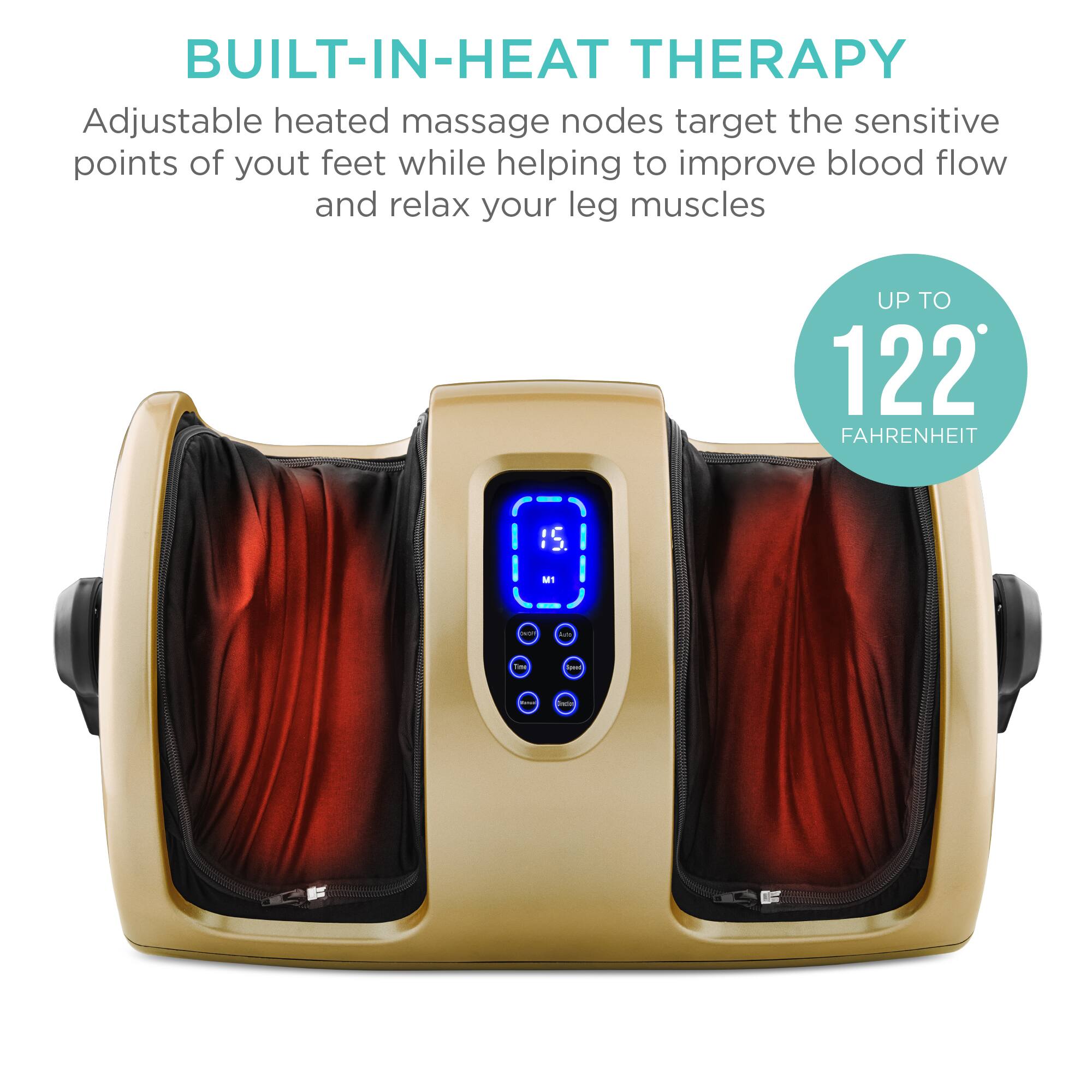 BUILT-IN-HEAT THERAPY

Adjustable heated massage nodes target the sensitive points of your feet while helping to improve blood flow and relax your leg muscles. 

UP TO 122 FAHRENHEIT