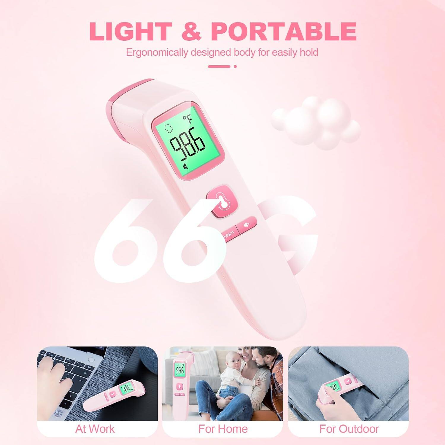 LIGHT & PORTABLE  
Ergonomically designed body for easily hold

F 000 00.0 66 Mem  
aBe  
F 000 000  
aut  
COMP  

At Work  
For Home  
For Outdoor
