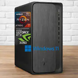 HP - OmniDesk Gaming Next Gen AI PC Desktop, AMD Ryzen 7, 64GB DDR5 RAM, 2TB SSD, GeForce RTX 3050 - Black