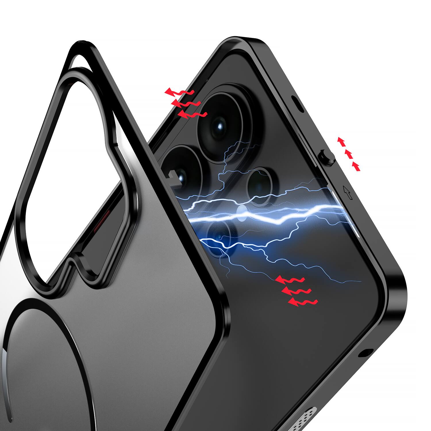 Alt View 7. Dteck - Magnetic Aluminum Bumper Case for Samsung Galaxy S26 Ultra, Slim Shockproof Translucent Matte Cover with Buckle Lock - Silver.